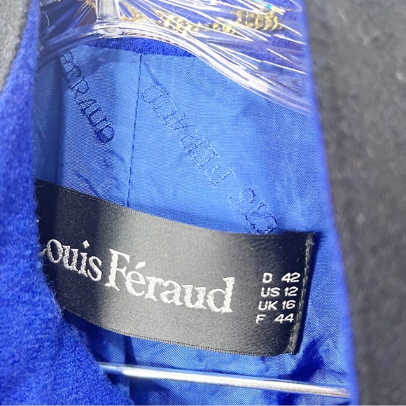 Vintage Louis Féraud Blue Black Skirt Suit Size 12 - Picture 2 of 13